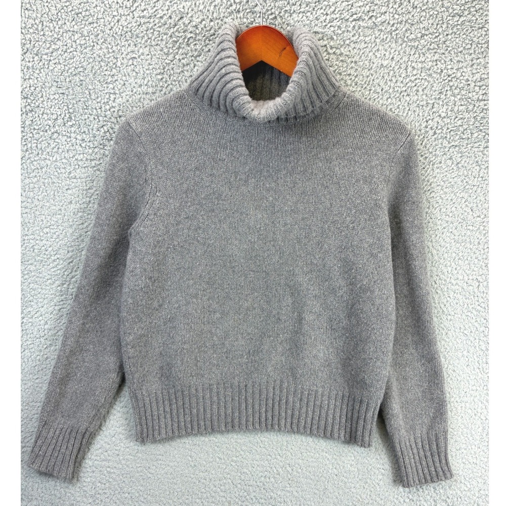 Polo Ralph Lauren Gray Wool Turtleneck Sweater Womens Small Ribbed Knit Pullover